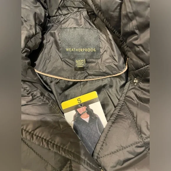 Weatherproof Hooded Diamond Quilted Black Coat XL - Picture 5 of 7